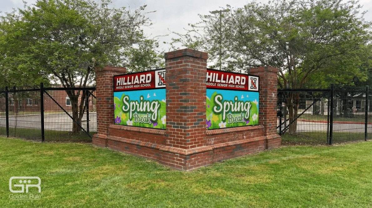 hilliard middle senior high school brick monument sign